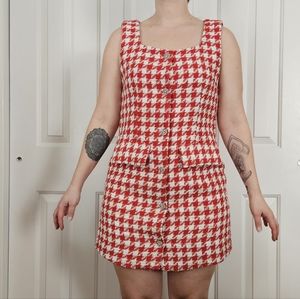 ASOS Red and White Houndstooth Mini Dress